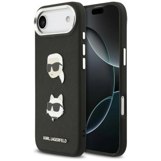 Etui Karl Lagerfeld FW Grained Karl & Choupette Heads Pins & Logo na iPhone Air - czarne