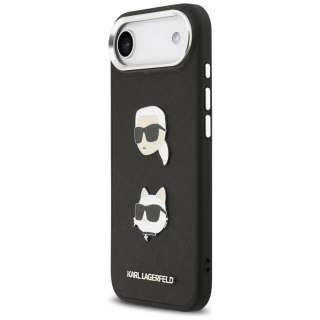 Etui Karl Lagerfeld FW Grained Karl & Choupette Heads Pins & Logo na iPhone Air - czarne