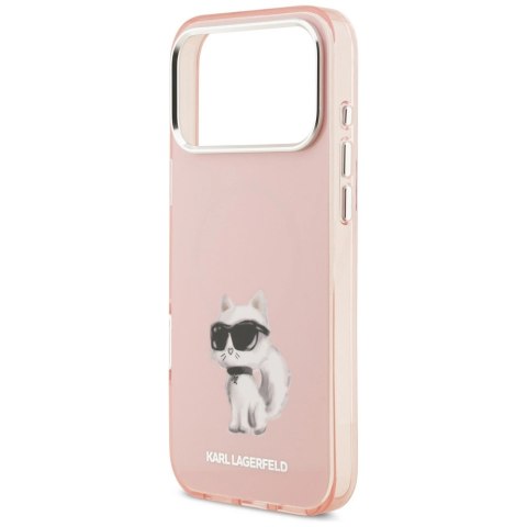 Etui Karl Lagerfeld IML Aquarelle Choupette & Logo MagSafe na iPhone 17 Pro - różowe