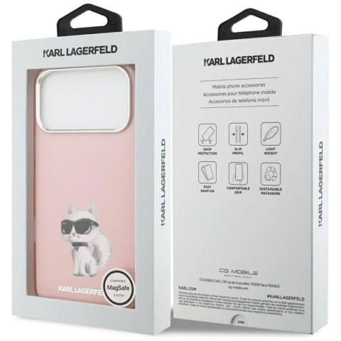 Etui Karl Lagerfeld IML Aquarelle Choupette & Logo MagSafe na iPhone 17 Pro - różowe