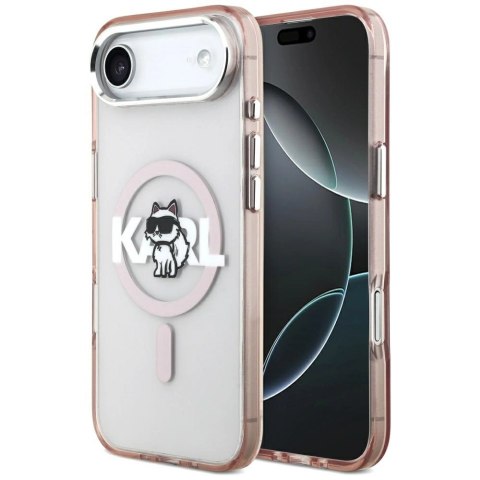 Etui Karl Lagerfeld IML Choupette Sketch Logo MagSafe na iPhone 17 Air - różowe
