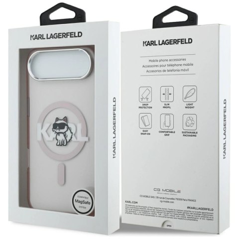 Etui Karl Lagerfeld IML Choupette Sketch Logo MagSafe na iPhone 17 Air - różowe