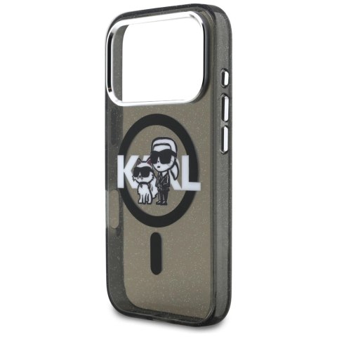 Etui Karl Lagerfeld IML Glitter Karl & Choupette Sketch Logo MagSafe na iPhone 17 Pro - czarne