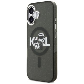 Etui Karl Lagerfeld IML Glitter Karl & Choupette Sketch Logo MagSafe na iPhone 17 - czarne