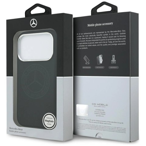 Etui Mercedes Silicone Vintage Logo MagSafe na iPhone 17 Pro - czarne