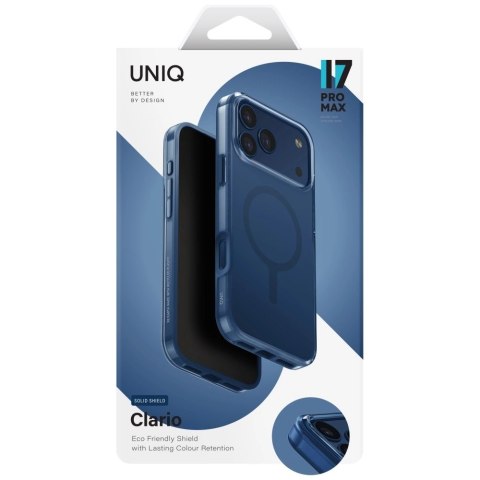 Etui UNIQ Clario Magclick Charging na iPhone 17 Pro Max - niebieskie
