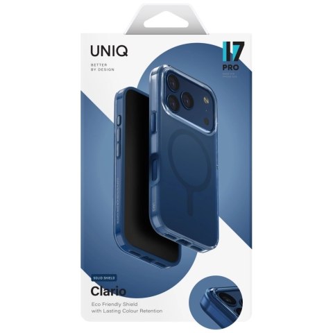 Etui UNIQ Clario Magclick Charging na iPhone 17 Pro - niebieskie