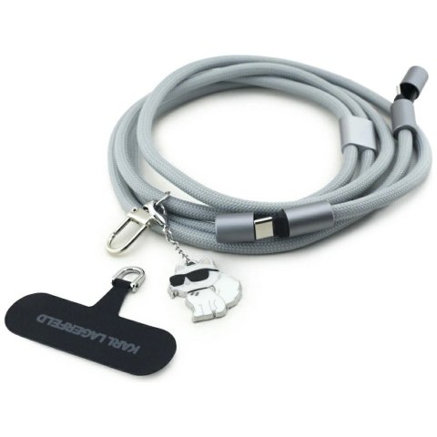 Kabel Karl Lagerfeld CBDY Choupette Charm USB-C / USB-C smycz - szary