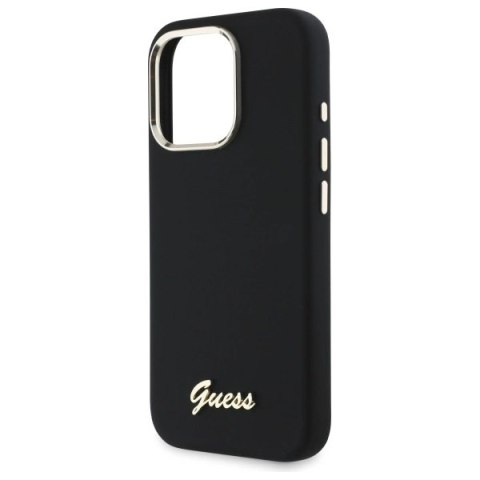 Etui Guess Silicone Script Metal Logo & Frame na iPhone 16 Pro Max - czarne