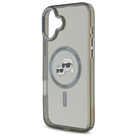 Etui Karl Lagerfeld IML Metal Karl&Choupette Head MagSafe na iPhone 16 Plus - czarne