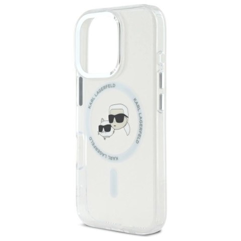 Etui Karl Lagerfeld IML Metal Karl&Choupette Head MagSafe na iPhone 16 Pro Max - białe