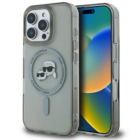 Etui Karl Lagerfeld IML Metal Karl&Choupette Head MagSafe na iPhone 16 Pro Max - czarne