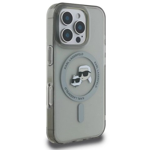 Etui Karl Lagerfeld IML Metal Karl&Choupette Head MagSafe na iPhone 16 Pro Max - czarne