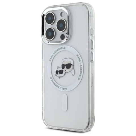 Etui Karl Lagerfeld IML Metal Karl&Choupette Head MagSafe na iPhone 16 Pro - białe