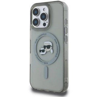 Etui Karl Lagerfeld IML Metal Karl&Choupette Head MagSafe na iPhone 16 Pro - czarne