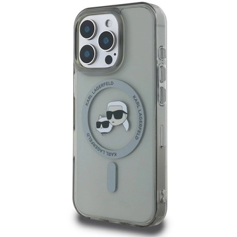 Etui Karl Lagerfeld IML Metal Karl&Choupette Head MagSafe na iPhone 16 Pro - czarne