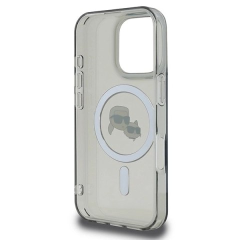Etui Karl Lagerfeld IML Metal Karl&Choupette Head MagSafe na iPhone 16 Pro - czarne