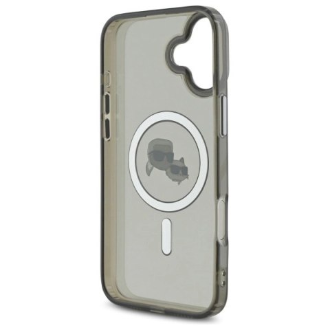 Etui Karl Lagerfeld IML Metal Karl&Choupette Head MagSafe na iPhone 16 - czarne