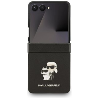Etui Karl Lagerfeld Saffiano Karl&Choupette Pin na Samsung Galaxy Z Flip 7 - czarne