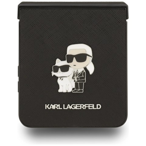 Etui Karl Lagerfeld Saffiano Karl&Choupette Pin na Samsung Galaxy Z Flip 7 - czarne