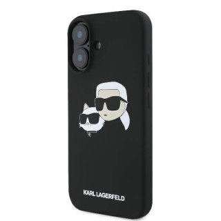 Etui Karl Lagerfeld Silicone nauble Heads Print MagSafe na iPhone 16 - czarne
