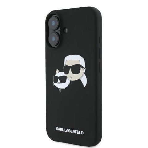 Etui Karl Lagerfeld Silicone nauble Heads Print MagSafe na iPhone 16 - czarne