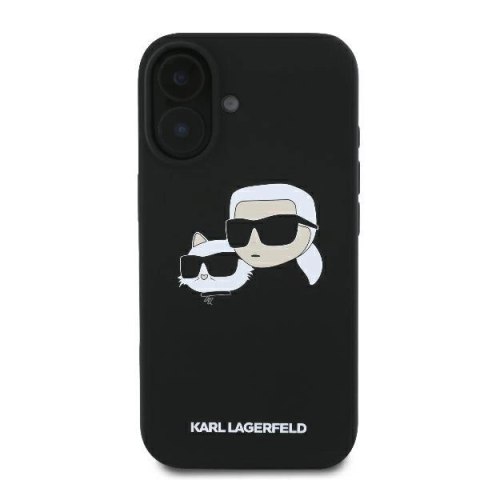Etui Karl Lagerfeld Silicone nauble Heads Print MagSafe na iPhone 16 - czarne