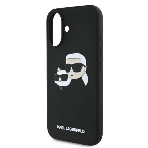 Etui Karl Lagerfeld Silicone nauble Heads Print MagSafe na iPhone 16 - czarne