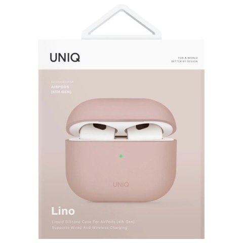 Etui UNIQ Lino Silicone AirPods 4 - różowe