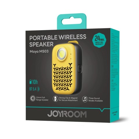 Głośnik Bluetooth Joyroom Maya JR-MS03 przenośny z wbudowaną latarką odporny - żółty