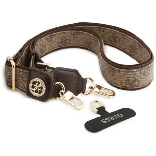 Smycz do telefonu Guess Universal CBDY 4G Tether Patch Strass Metal Logo - brązowa