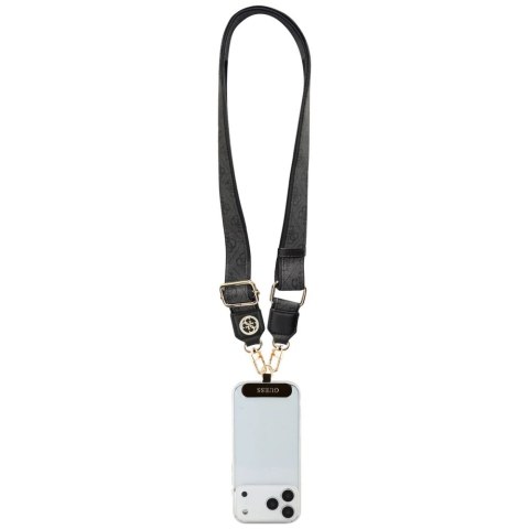 Smycz do telefonu Guess Universal CBDY 4G Tether Patch Strass Metal Logo - czarna