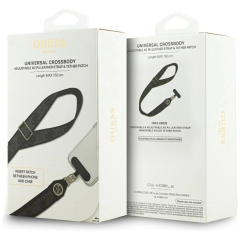 Smycz do telefonu Guess Universal CBDY 4G Tether Patch Strass Metal Logo - czarna