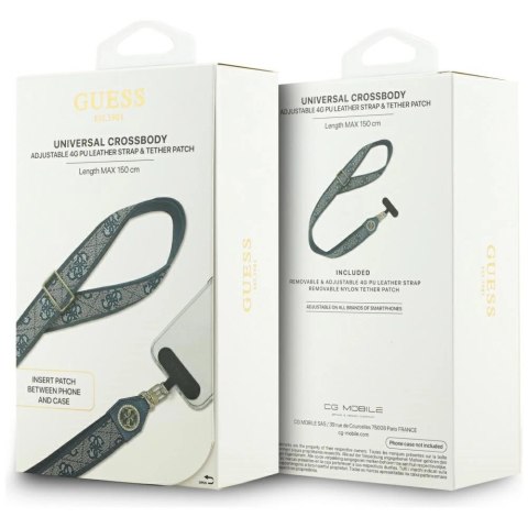 Smycz do telefonu Guess Universal CBDY 4G Tether Patch Strass Metal Logo - niebieska