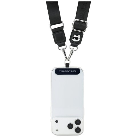 Smycz do telefonu Karl Lagerfeld Universal Strap Tether Patch Choupette Metal Logo - czarna
