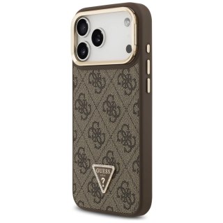 Etui Guess 4G PU Triangle Logo & Stand Camera Magsafe na iPhone 17 Pro Max - brązowe