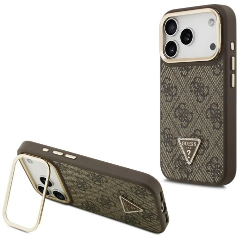 Etui Guess 4G PU Triangle Logo & Stand Camera Magsafe na iPhone 17 Pro - brązowe