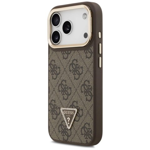 Etui Guess 4G PU Triangle Logo & Stand Camera Magsafe na iPhone 17 Pro - brązowe