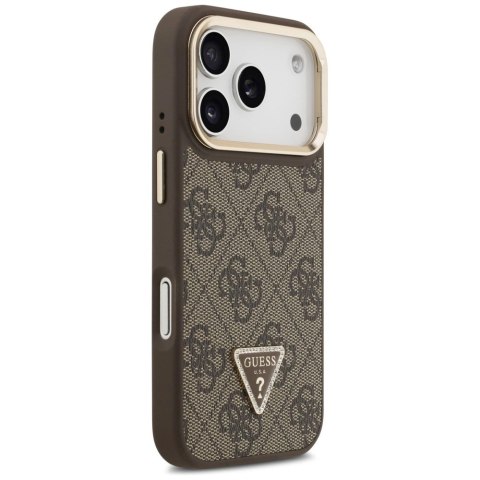Etui Guess 4G PU Triangle Logo & Stand Camera Magsafe na iPhone 17 Pro - brązowe
