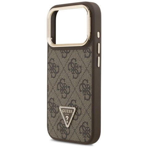 Etui Guess 4G PU Triangle Logo & Stand Camera Magsafe na iPhone 17 Pro - brązowe