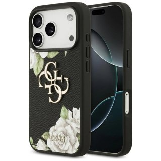 Etui Guess Grained Roses & Big 4G Logo na iPhone 17 Pro - czarne