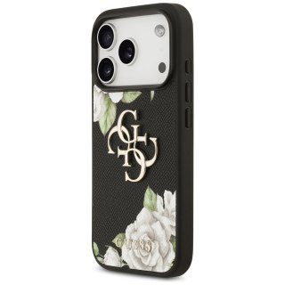 Etui Guess Grained Roses & Big 4G Logo na iPhone 17 Pro - czarne