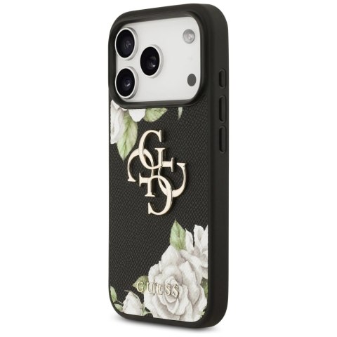 Etui Guess Grained Roses & Big 4G Logo na iPhone 17 Pro - czarne