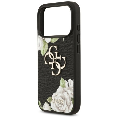 Etui Guess Grained Roses & Big 4G Logo na iPhone 17 Pro - czarne