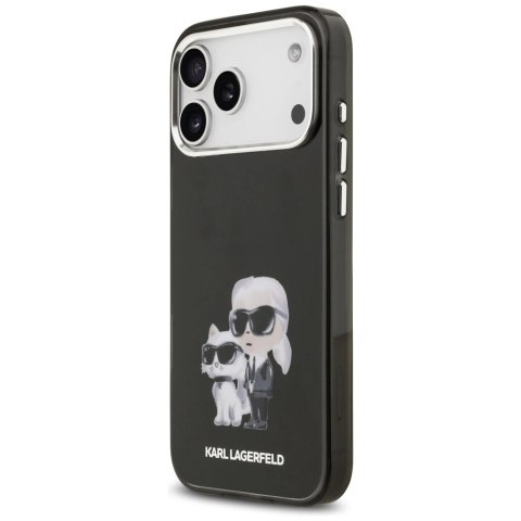 Etui Karl Lagerfeld IML Aquarelle Karl & Choupette & Logo MagSafe na iPhone 17 Pro - czarne