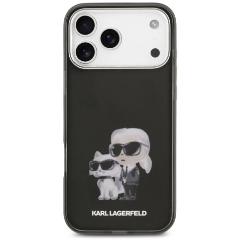 Etui Karl Lagerfeld IML Aquarelle Karl & Choupette & Logo MagSafe na iPhone 17 Pro - czarne