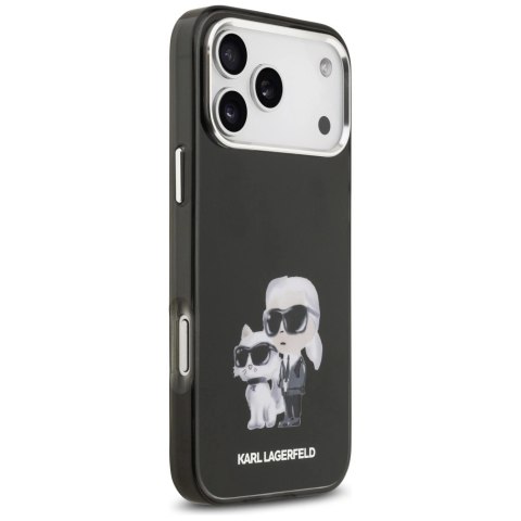 Etui Karl Lagerfeld IML Aquarelle Karl & Choupette & Logo MagSafe na iPhone 17 Pro - czarne