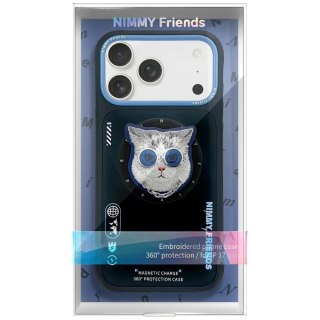 Etui Nimmy Glasses Cool Cat MagSafe na iPhone 17 - czarno-niebieskie