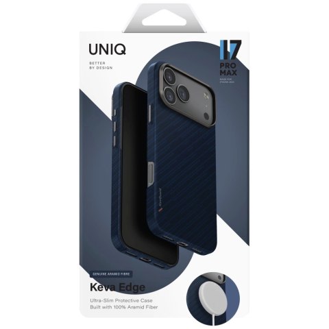 Etui UNIQ Keva EDGE Magclick Charging na iPhone 17 Pro Max - niebieskie