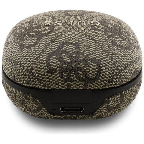 Słuchawki Guess 4G Classic Metal Logo TWS ENC - brązowe